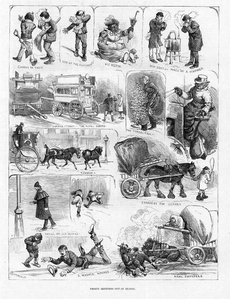 HORSES, TANDEM, CARRIAGES, CABBAGES FOR MARKET, OXFORD STREET, PAVEMENT IMP
