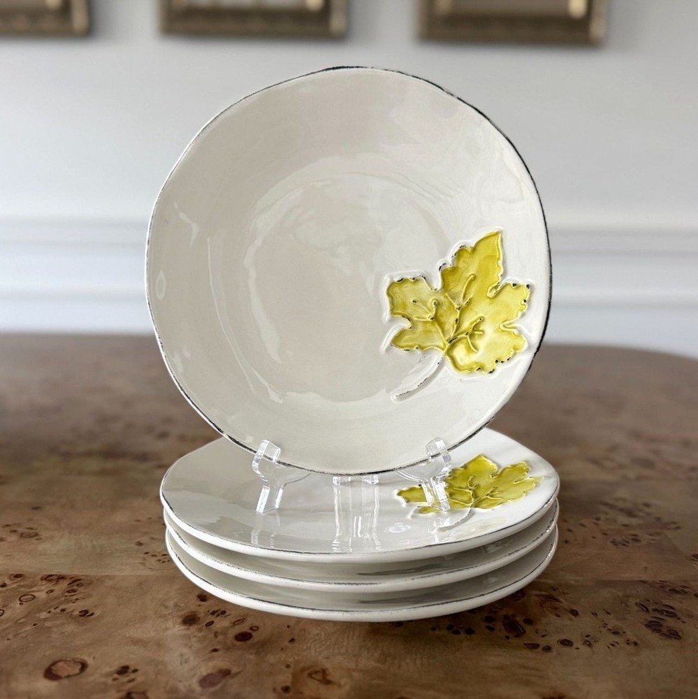 Maioliche Jessica Yellow Leaf Dinner Plates
