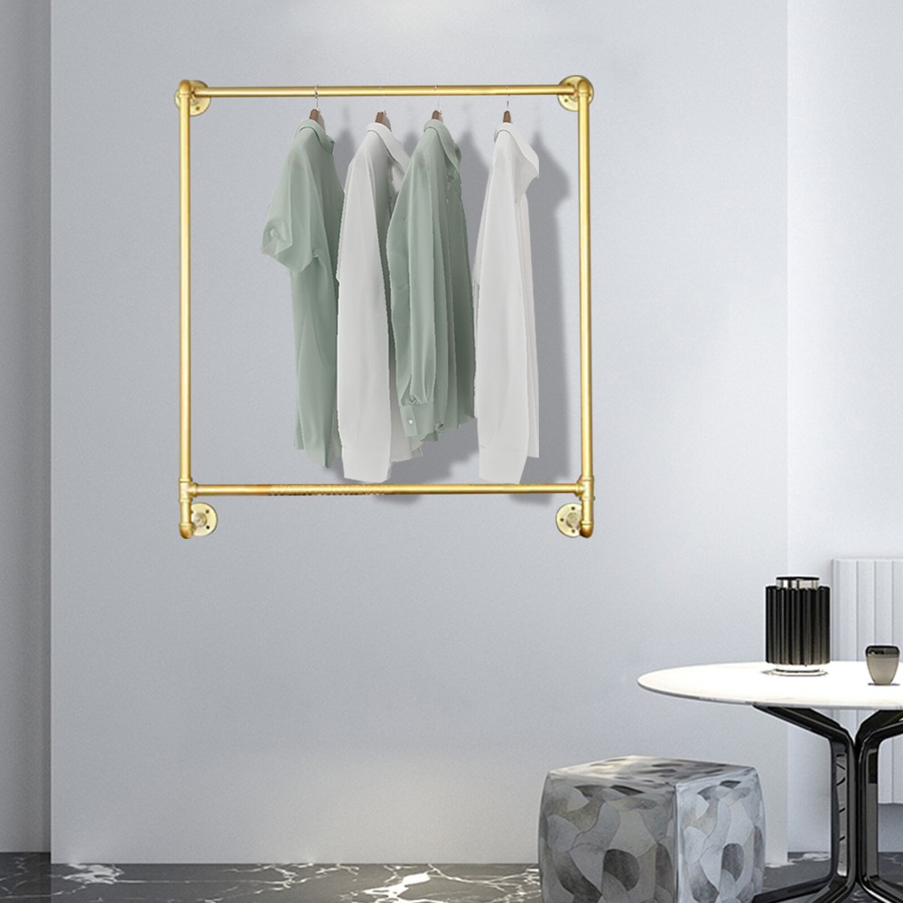 Iron Pipe Wall Mounted Clothing Rack Closet Organizer Coat Hanger