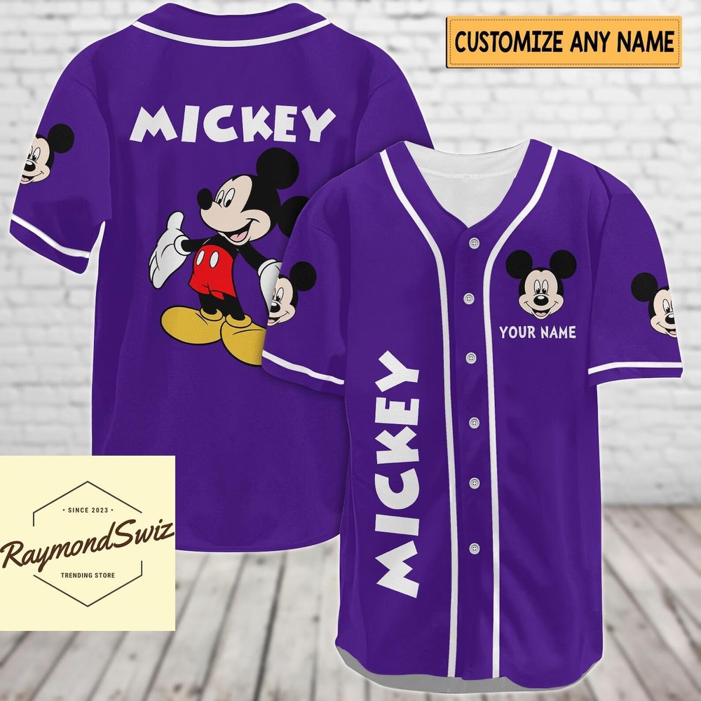Custom Mickey Purple 3D Baseball Jersey Shirt mother Day Gift All Over Print