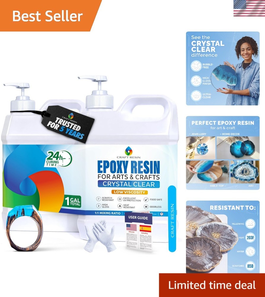 1 Gallon Crystal Clear Food Safe UV Resistant Epoxy Resin Kit