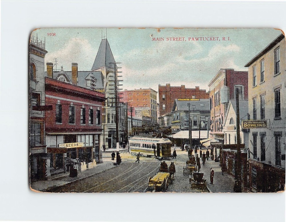 Postcard Main Street Pawtucket Rhode Island USA