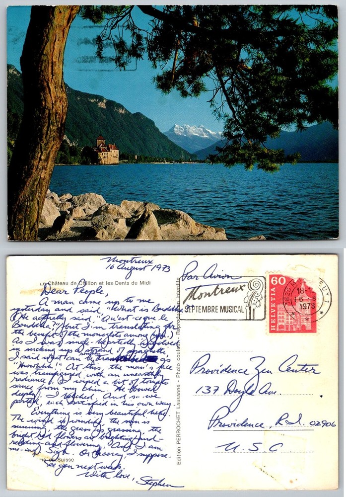 Château de Chillon Lake Geneva Montreux Switzerland Vintage Postcard 1973