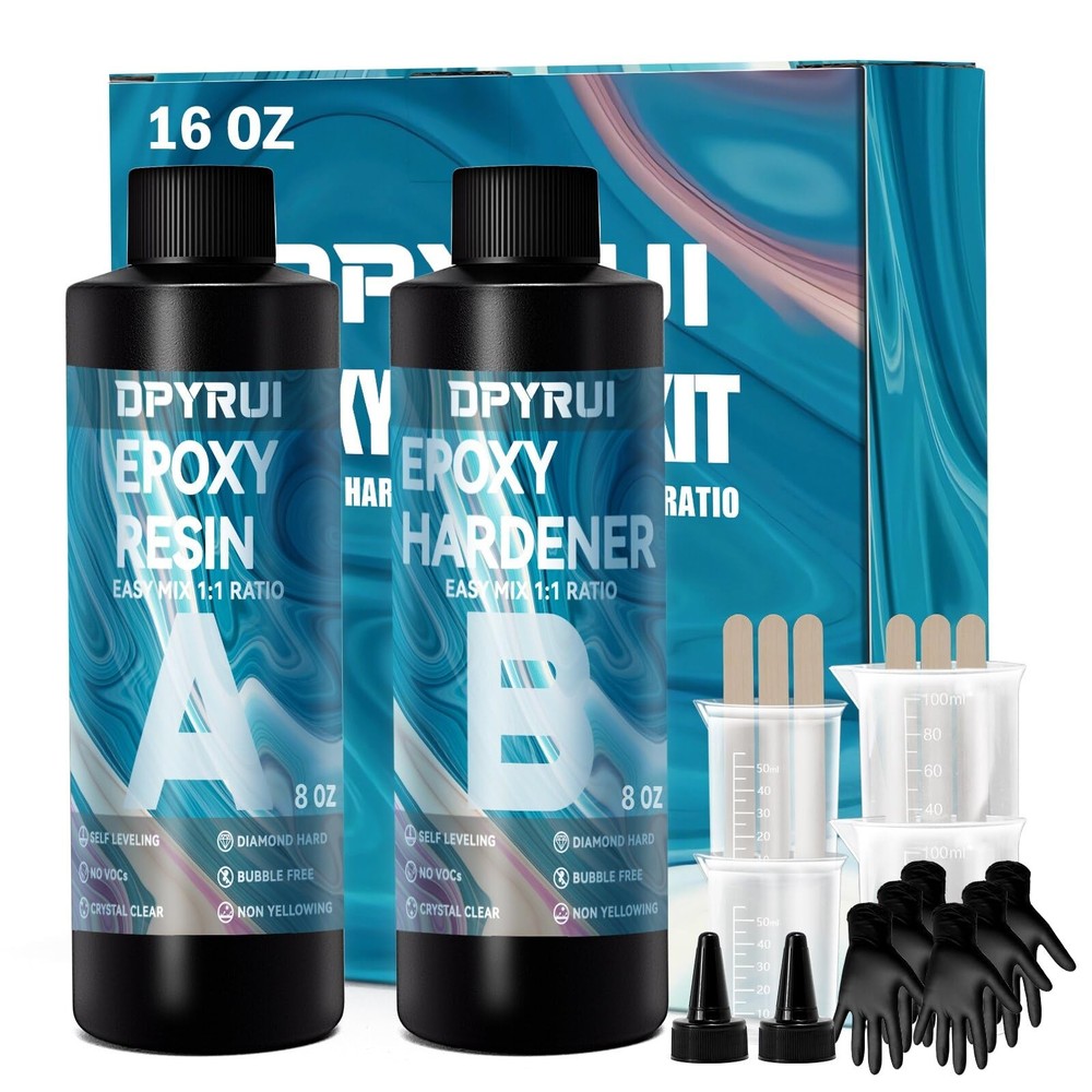 16OZ Clear Epoxy Resin Kit with Hardener No Yellowing No Bubbles 1:1 Ratio DIY Craft