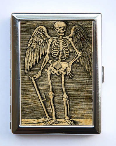 Skeleton Angel Cigarette Case Wallet Business Card Holder psychobilly gothic