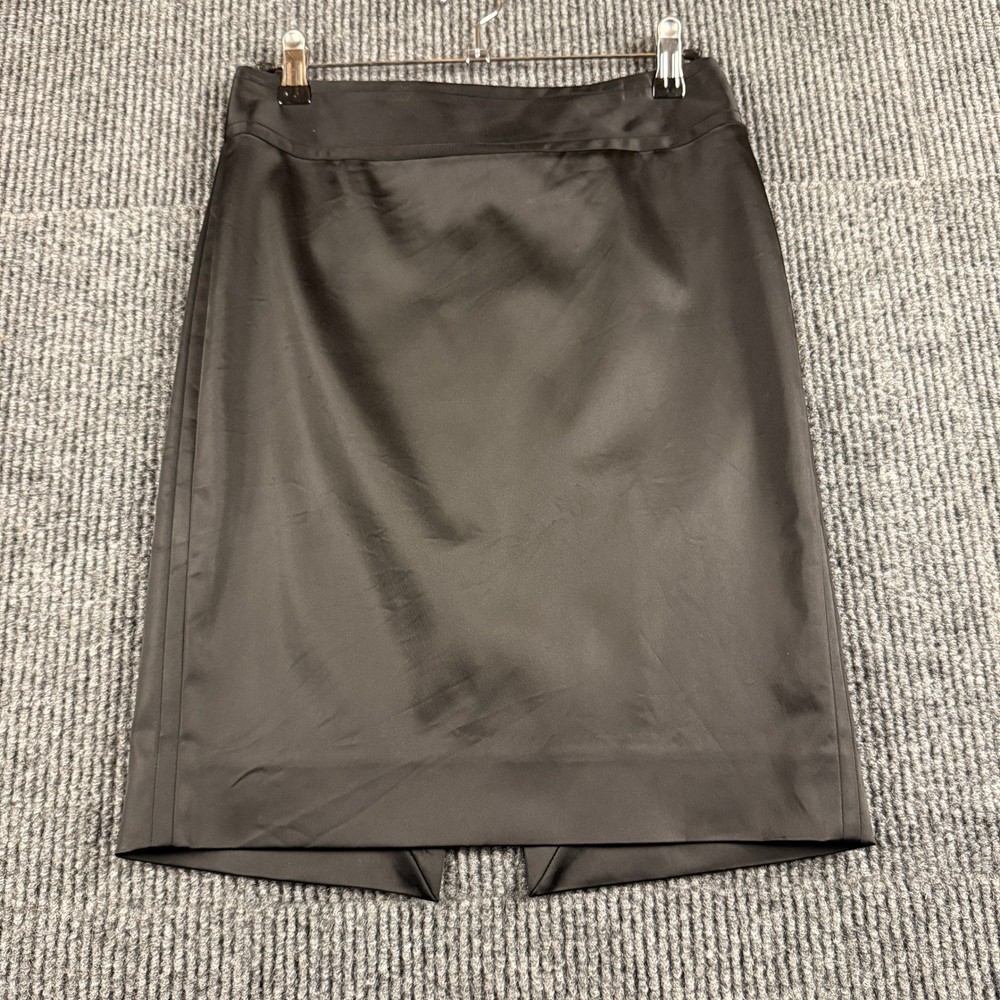 White House Black Market Black Satin Pencil Skirt Size 00 Office Career