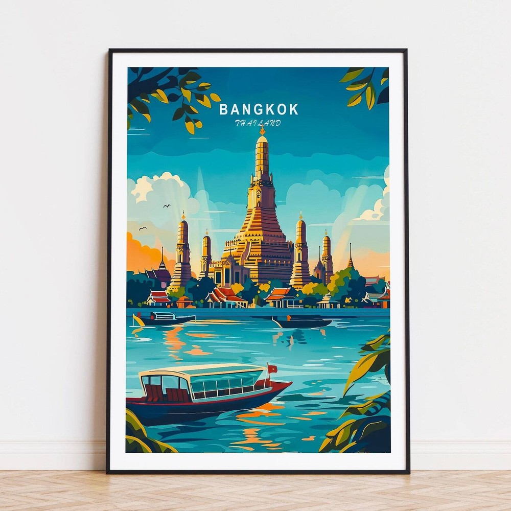 Bangkok Thailand Travel Poster Bangkok Thailand Wall Art Decor Bangkok Thailand