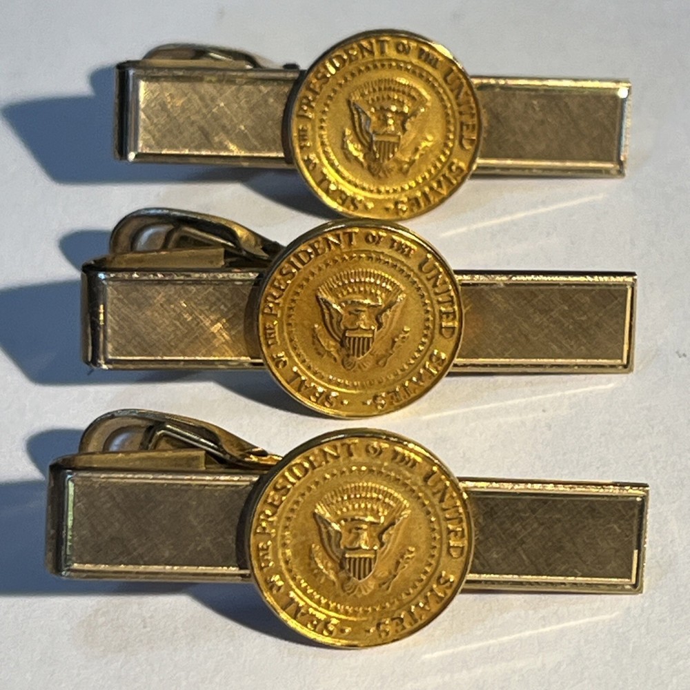 Vintage Presidential Seal 1/20 12kt GF Tie Clips. 3 Clips. 1.5inches. ROBBINS