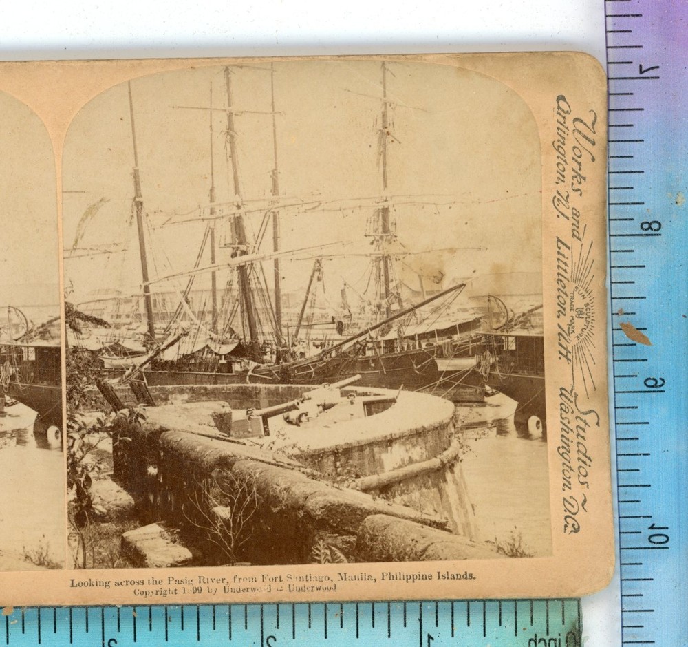 Across Pasig River Fort Santiago Manila Philippines Underwood Stereoview