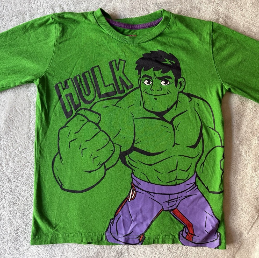 Marvel The Hulk Boys Graphic Print Cotton Crew Neck T-Shirt Short Sleeve S