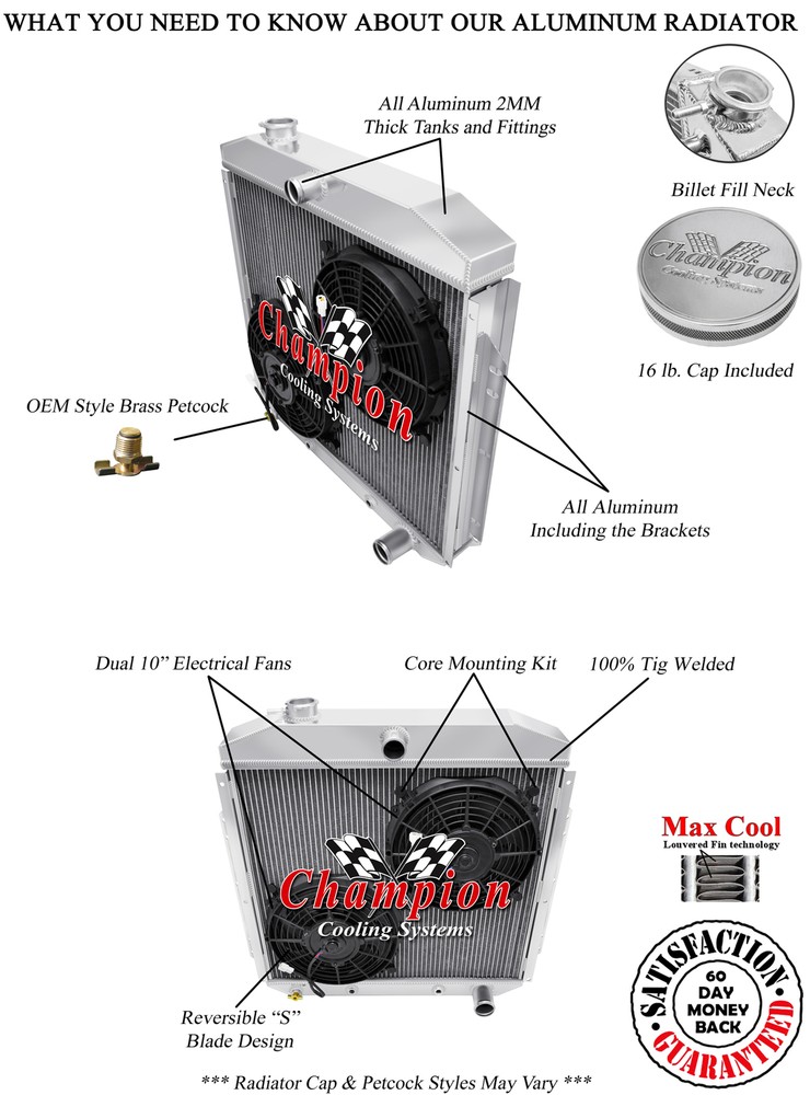 Ace Champion 4 Row Radiator with Dual 10