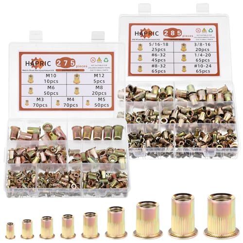 560 Pcs Metric&SAE Rivet Nut Assortment Kit, M3-M12#6-32#8-32#10-24 1/4