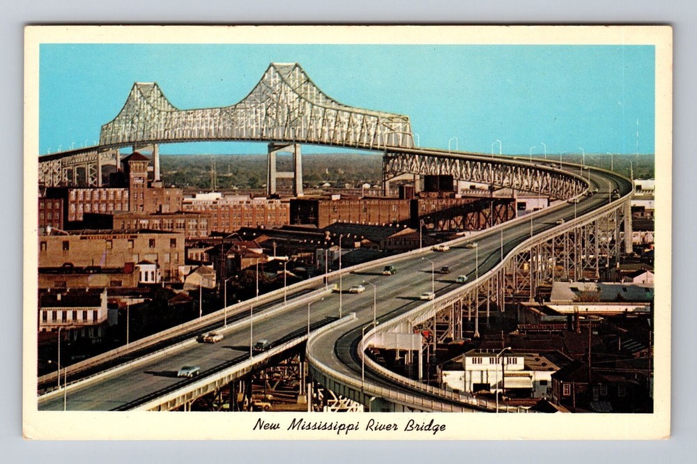 Louisiana LA New Orleans New Mississippi River Bridge Vintage Postcard