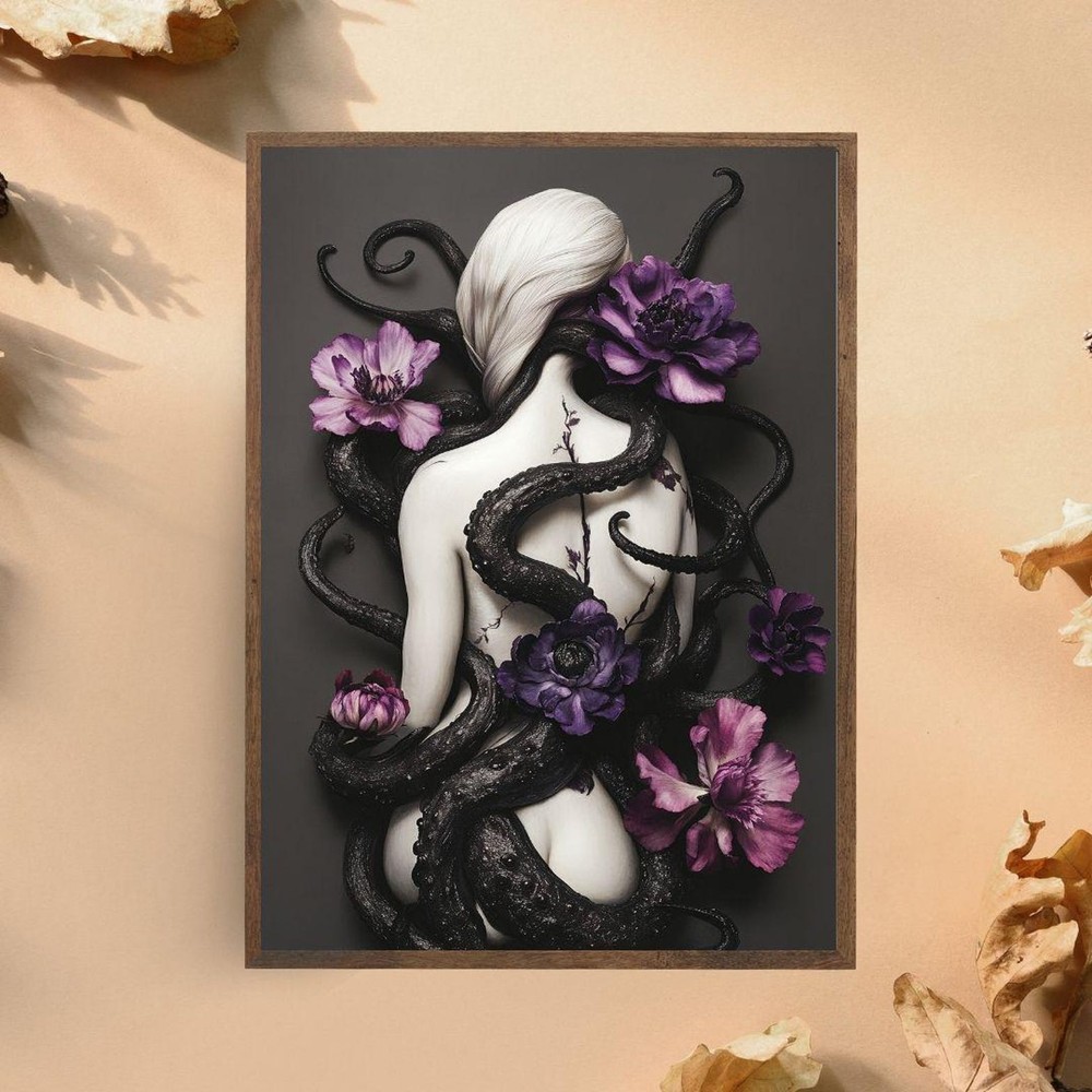 Surreal Dark Fantasy Art Print - Woman with Tentacles Poster