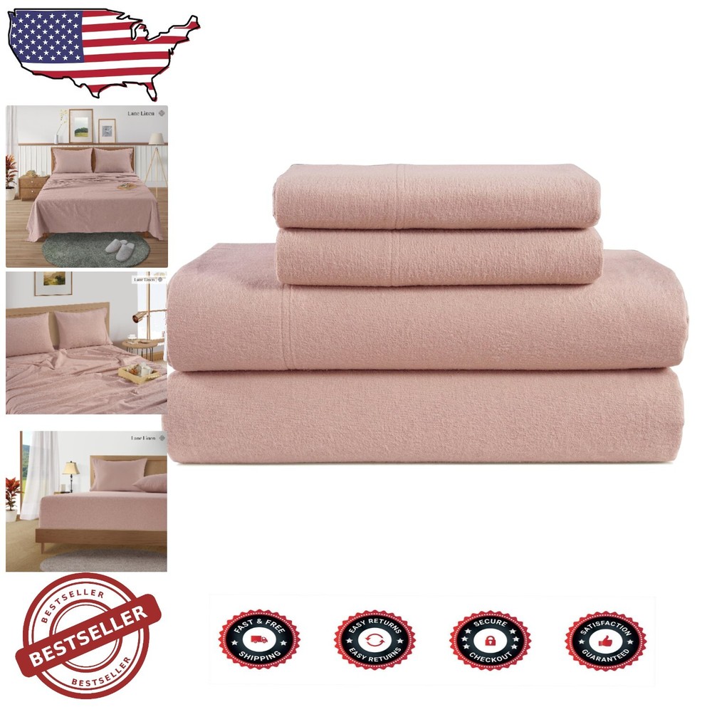 Warm & Easy Care 100% Cotton King Flannel Sheets - 4-Piece Set for Cozy Sleep