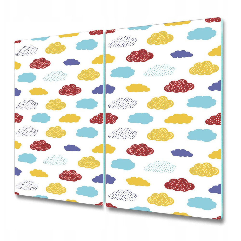 Glass Induction Ceramic Hob Cover Colourful clouds patter Child-drawing style