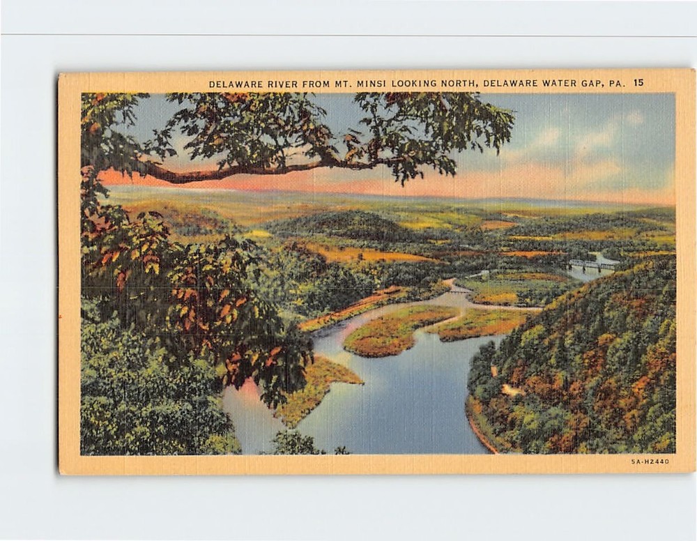 Postcard Delaware River Mt. Minsi Delaware Water Gap Pennsylvania USA