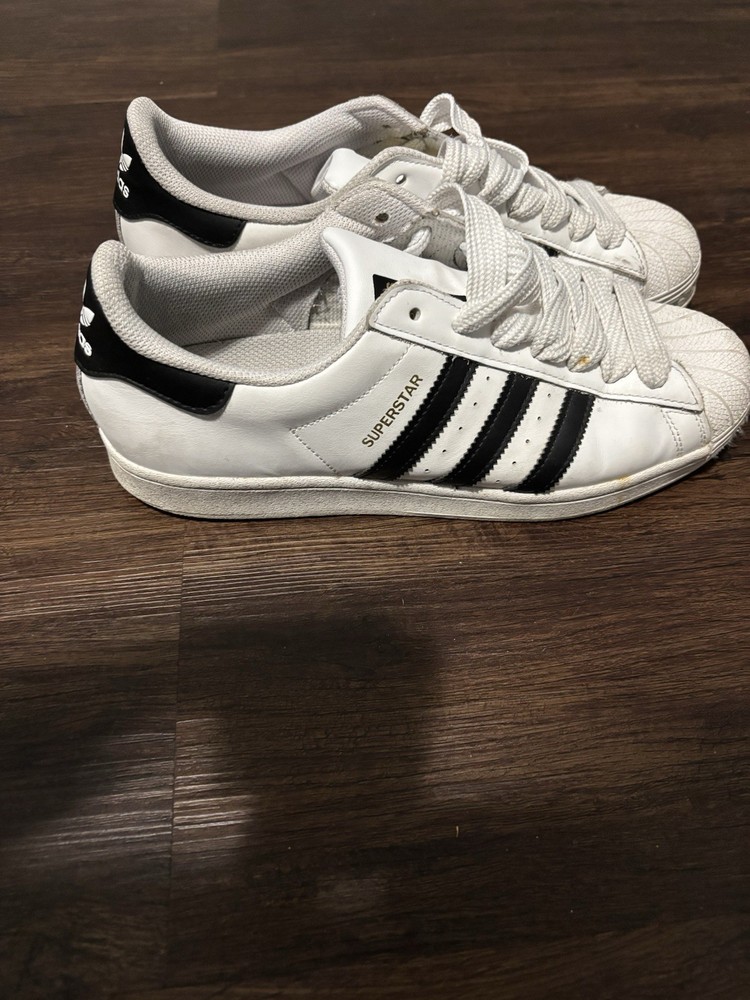 adidas Superstar White Black Men's Sneakers Leather Size 9.5