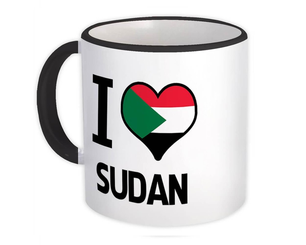 Gift Mug : I Love Sudan Flag Heart Country Crest Sudanese Expat