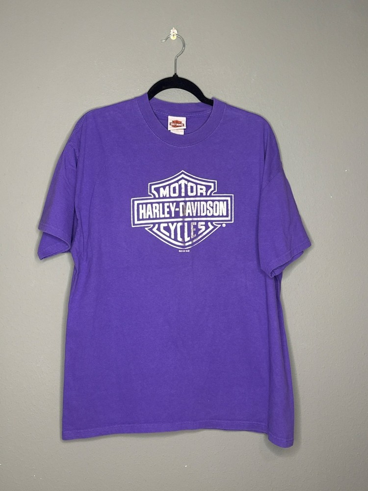 VTG Harley Davidson Motor Cycles Purple Graphic Tee Okoboji Iowa