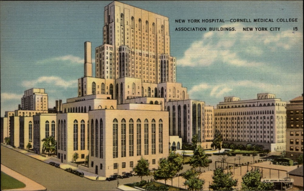 New York Hospital Cornell Medical College New York City vintage postcard p194