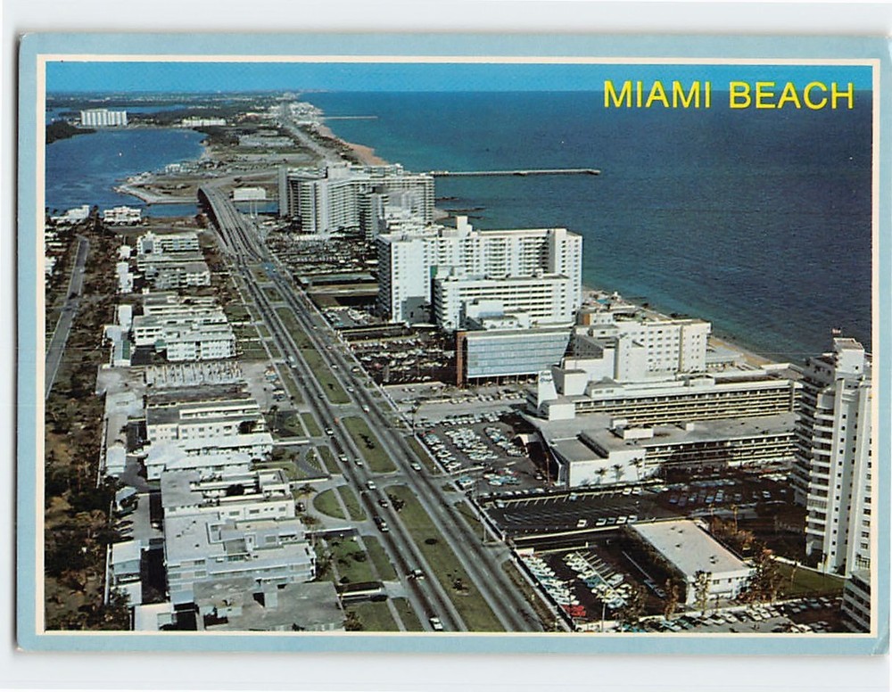 Postcard Aerial view of the Bal Harbour section of Miami Beach Florida USA