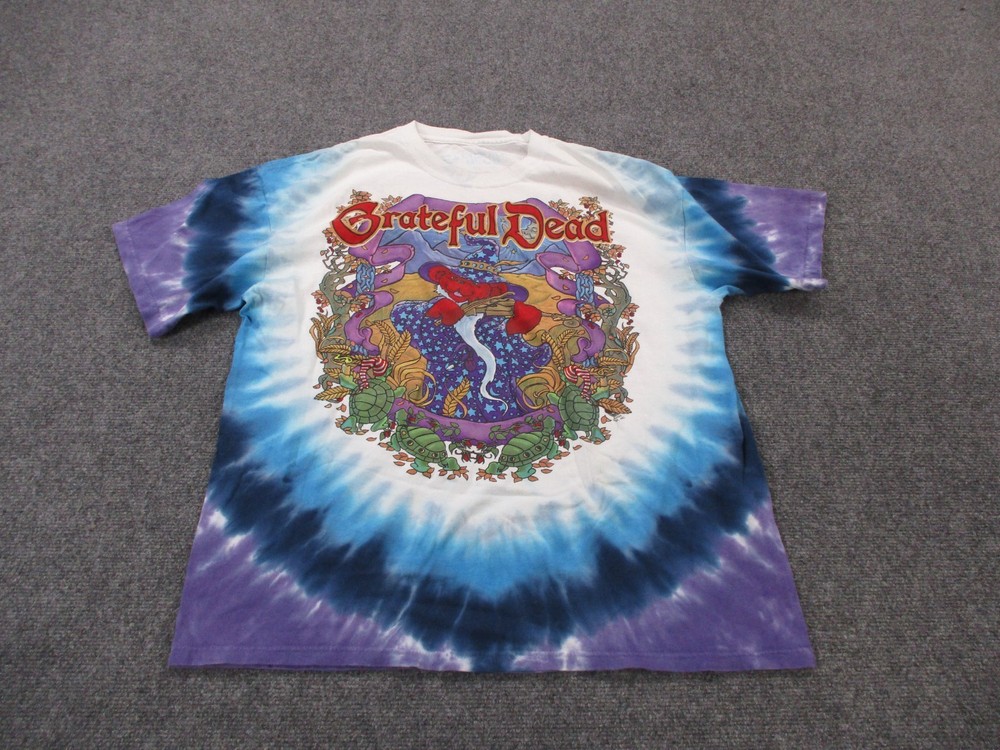 Vintage Grateful Dead T Shirt Mens XL Tie Dye Terrapin Moon Graphic Liquid Blue
