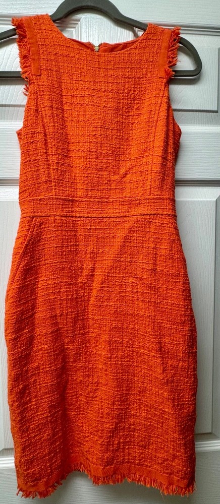 J. CREW Orange Textured Tweed SHEATH DRESS-Size 0
