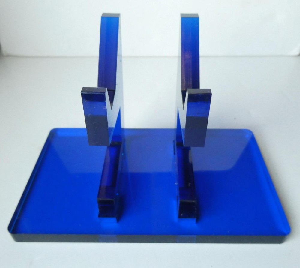 Cobalt Blue Lucite Stand for Plates Photos Art Displays-image