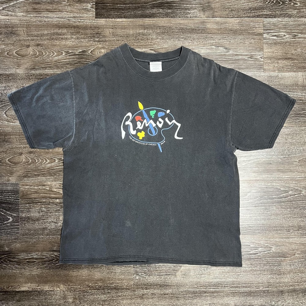 Vintage Renoir Art Institute Of Chicago Shirt Mens XL Black Hanes Beefy-T 90s