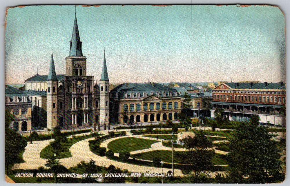 Antique Postcard Jackson Square St Louis New Orleans, LA 1910s