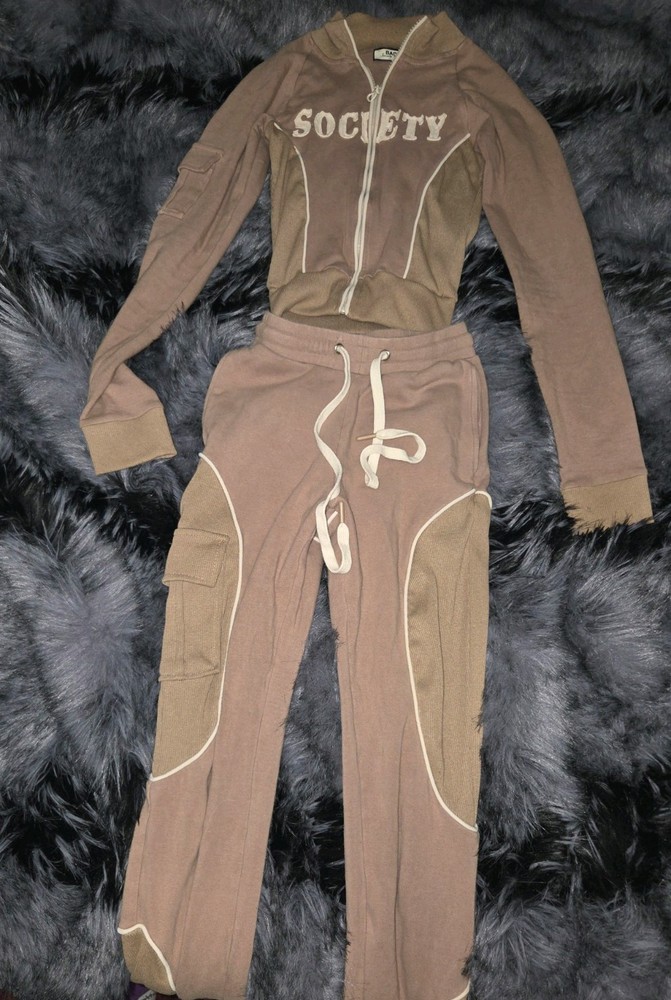 Bad Society - Brown - Jogger & Jacket Set Womens Size - Medium