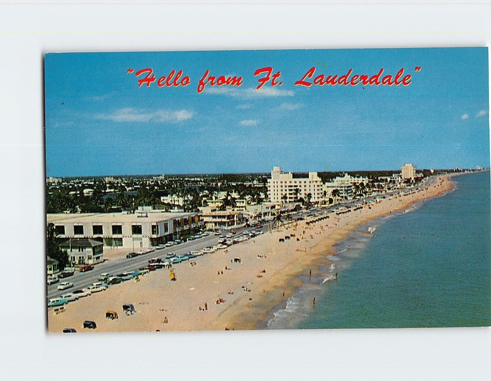 Postcard Aerial View Hello from Fort Lauderdale Florida USA