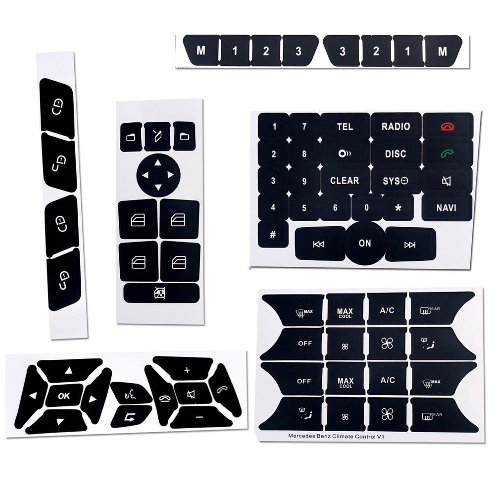 Button Repair Kit Window Switch Sticker For Mercedes Benz A B E350 ML350 2010-14