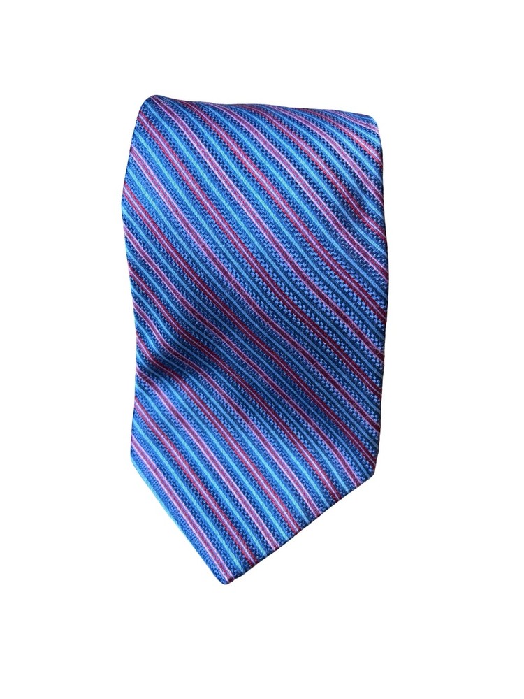 Ted Baker London Blue Pink Red Diagonal Stripe Textured Men’s Silk Tie