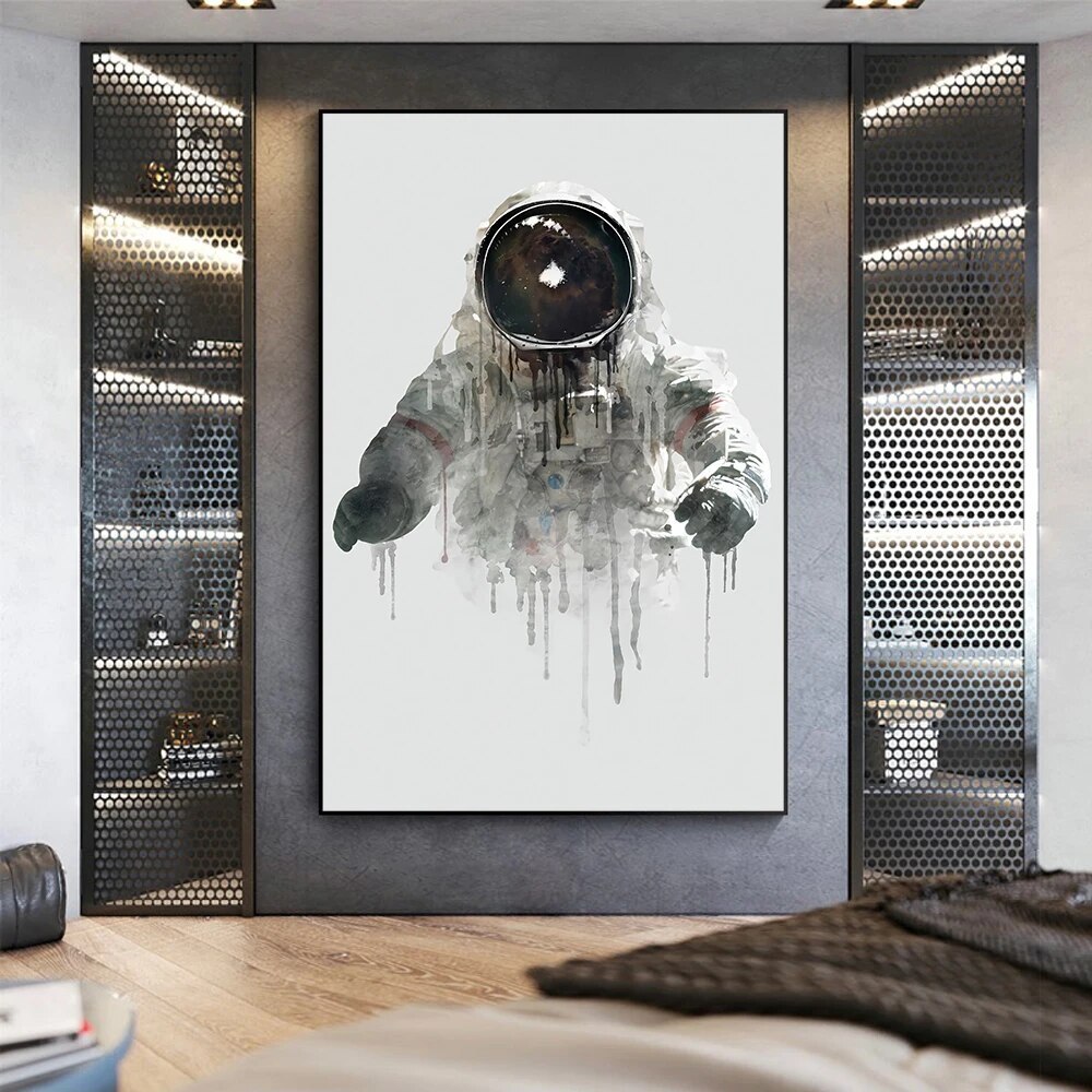Graffiti Art Abstract Portrait Poster Prints Canvas Abstract Astronaut Wall Art-image