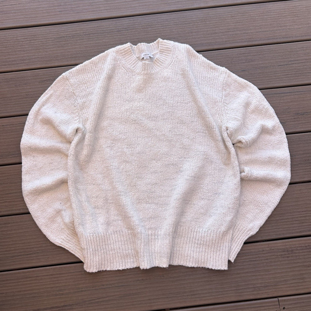 Vince white Solid Knit Crew Neck Long Sleeve Pullover Sweater Women’s L