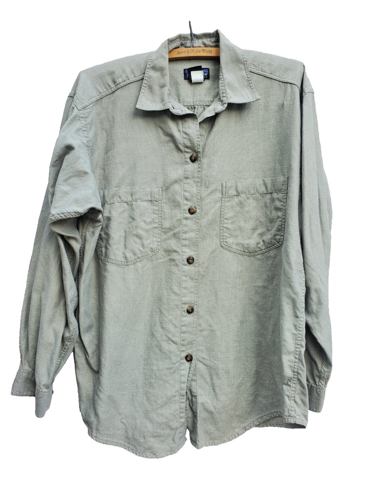 PATAGONIA womens small green Organic cotton buttoned LONG SLEEVE top shirt