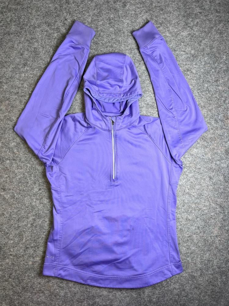 Nike Dri-Fit Jacket Purple Women 1/4 Zip Pullover Hooded Athletic Size L