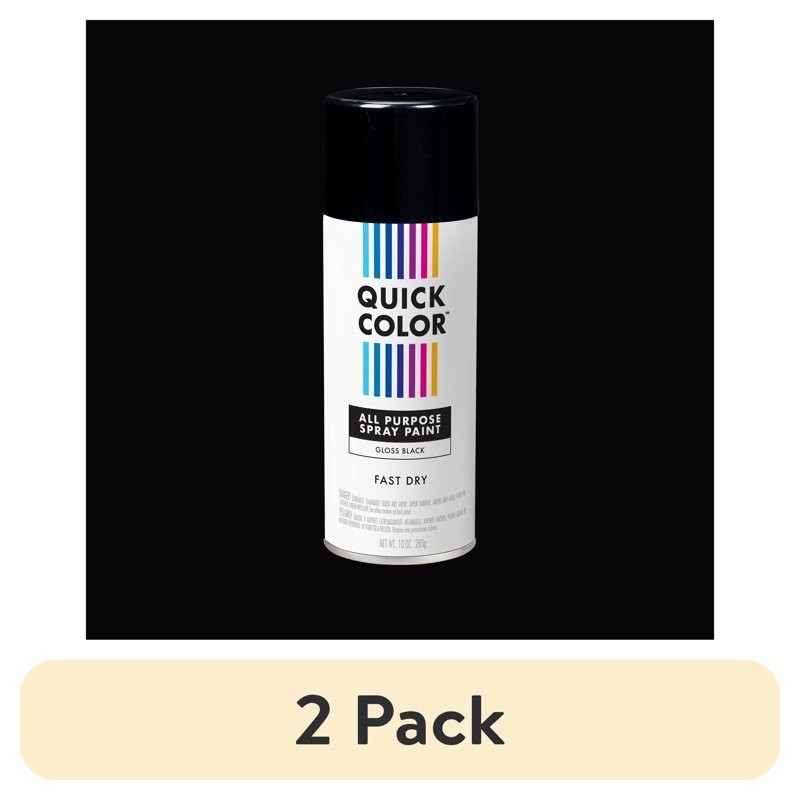 (2 Pack) Black Gloss All Purpose Spray Paint, 10 oz -