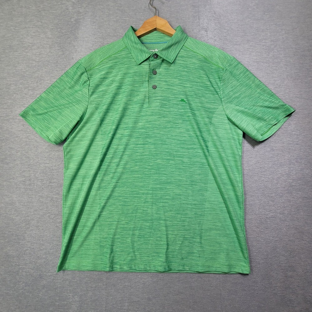 Tommy Bahama Polo Shirt Mens Large Green Island Zone Breathable Golf Casual Logo