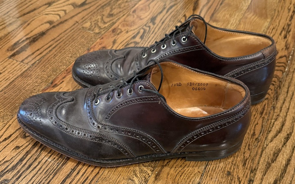 Brooks Brothers Alden Shell Cordovan Wingtip Dress Shoes Burgundy Brown 10.5 D