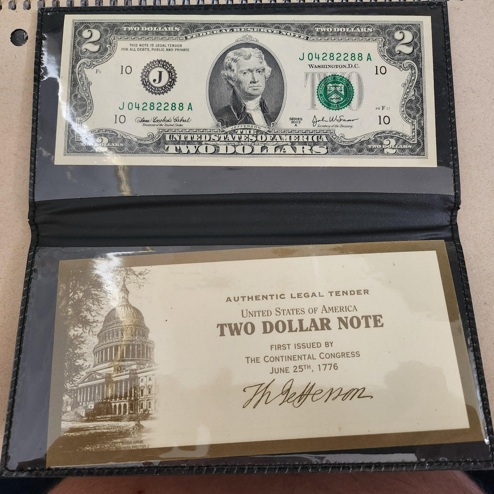 2003 World Reserve Monetary Exchange Uncirculated $2 Two Dollar Bill w/ Case