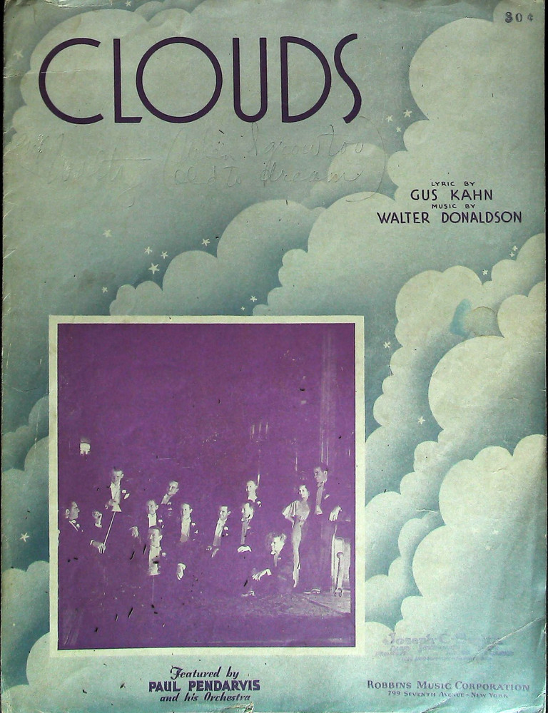 Clouds Vintage Sheet Music by Gus Kahn & Walter Donaldson 1935