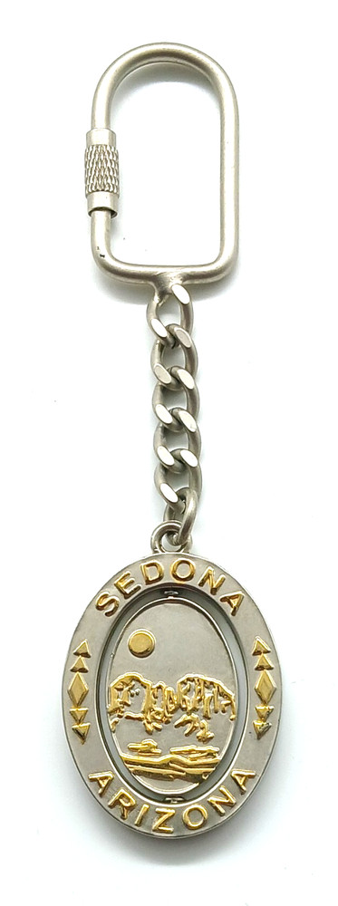 Vintage Sedona Arizona Kokopelli Mountains Revolving Keychain Keyring