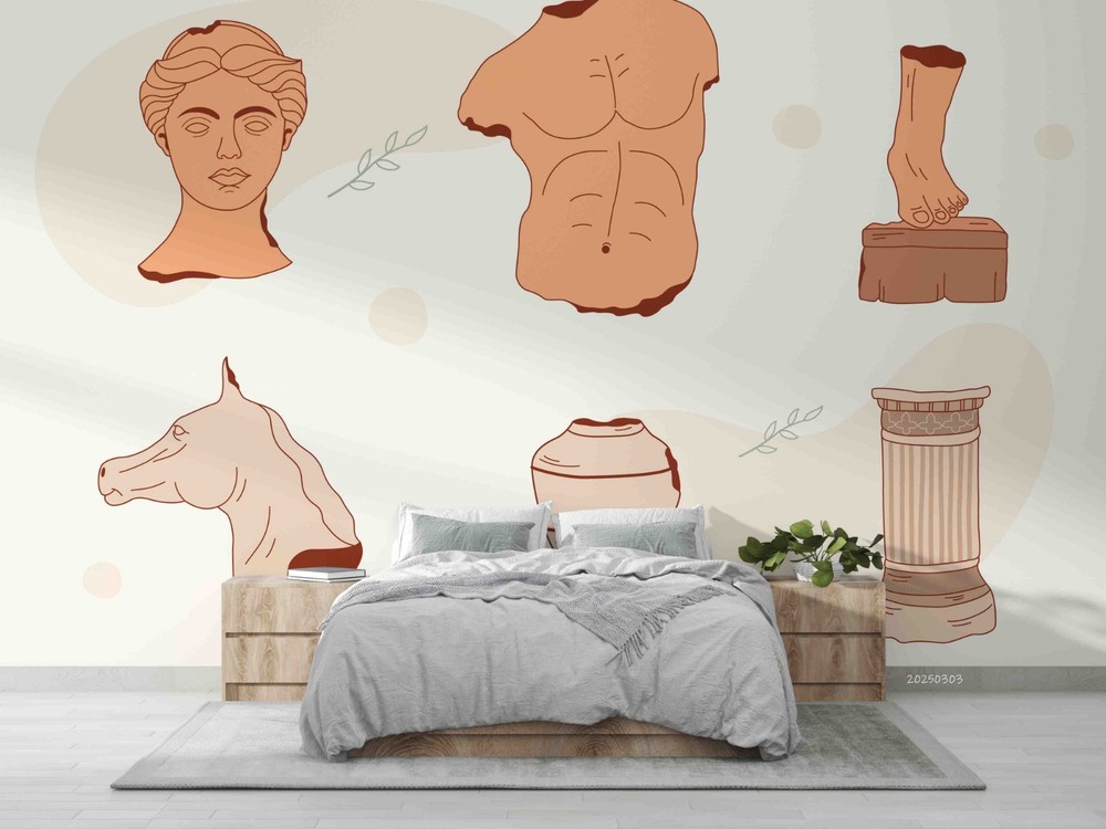 3D Hand Drawn Greece Statue Wall Murals Wallpaper Murals Wall Sticker 2