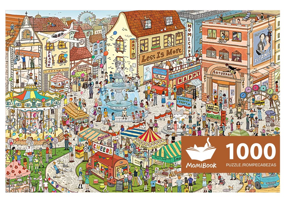 1000 Piece Puzzle for Adults, Jigsaw Puzzles of Vintage Village Town, Paintin...