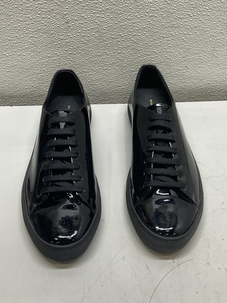 William Strouch Men's Size 13 Piano Black Leather Sneakers Lace Up