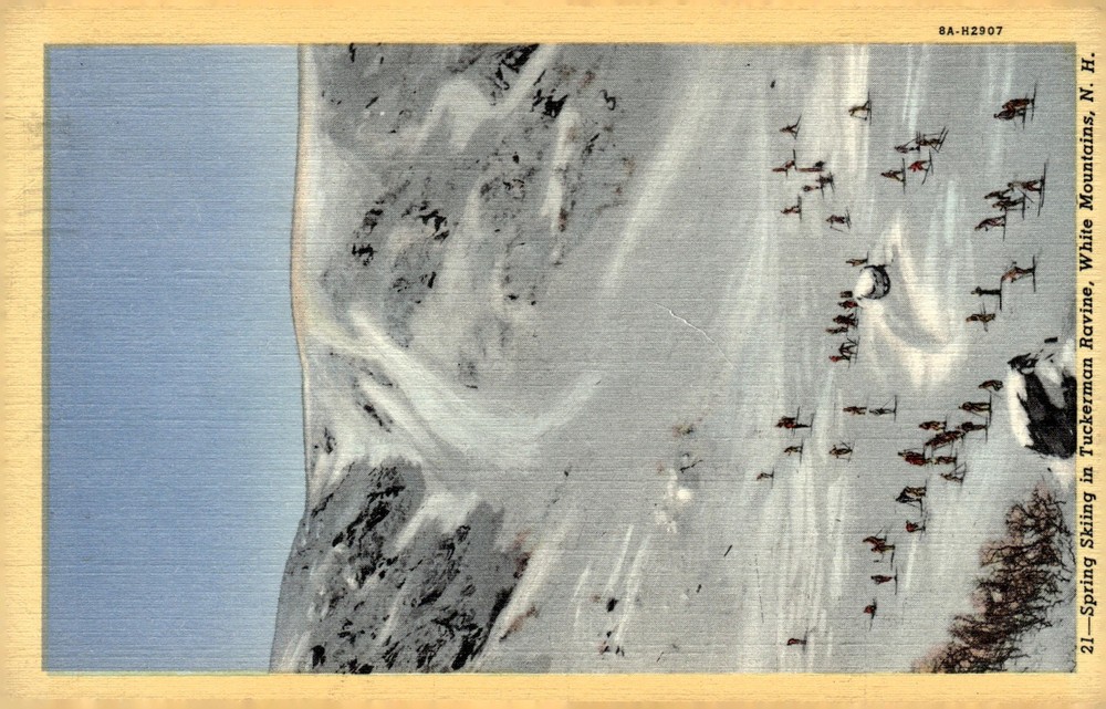 1948 Tuckerman Ravine White Mountains NH Pinkham Notch Linen Skiing Postcard