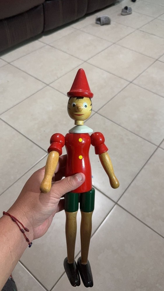 Vintage Wooden Pinocchio Doll Collectible Figurine Toy